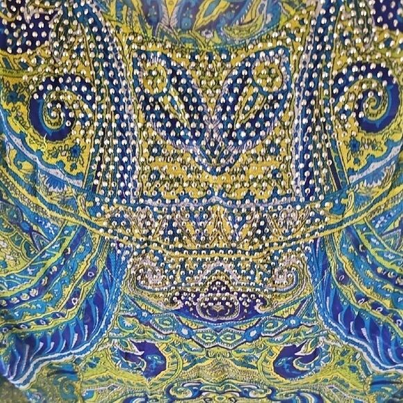 Blue and Green Patterned Women's Cover Up - Picture 3 of 6